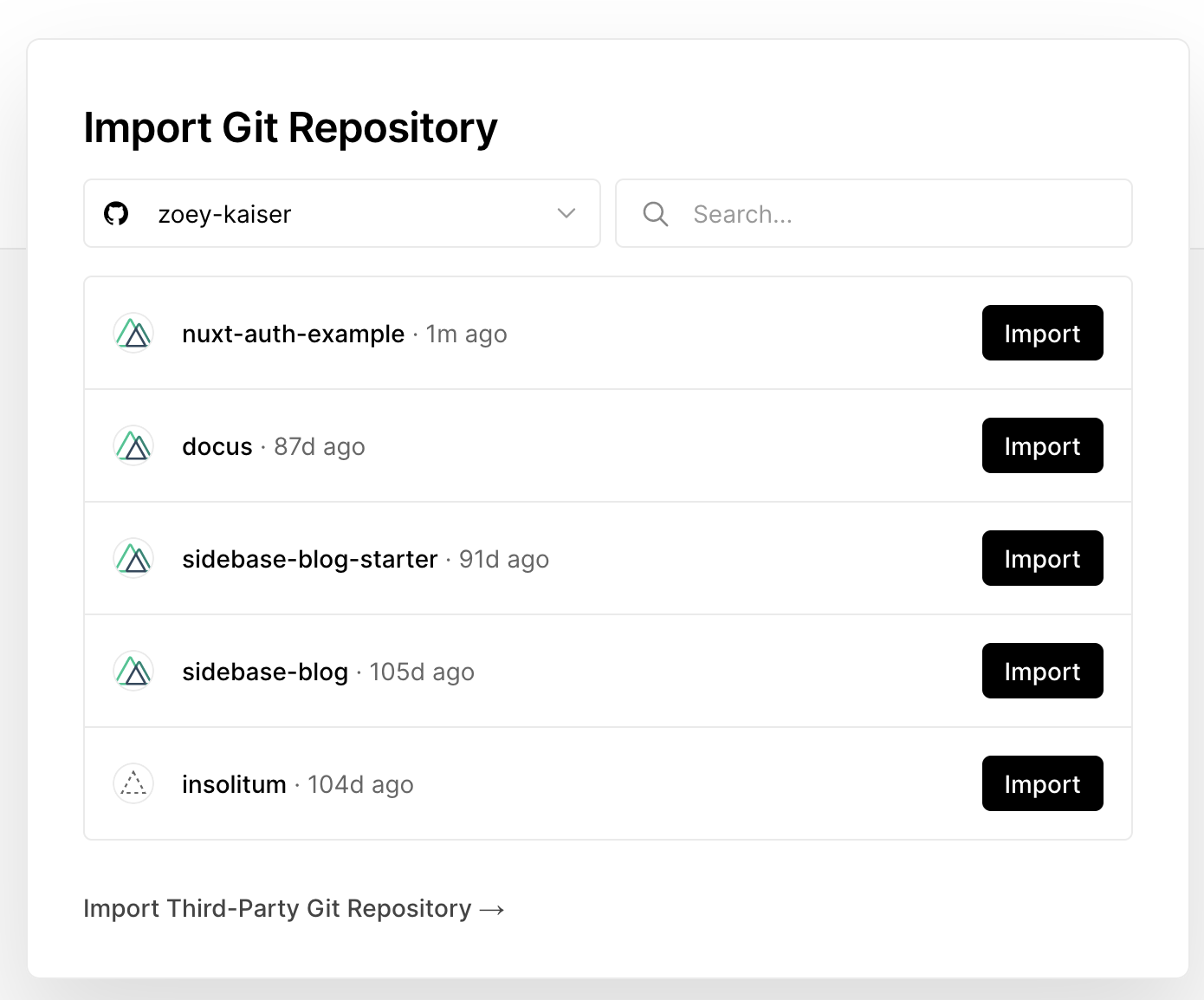 Clone repository in Vercel